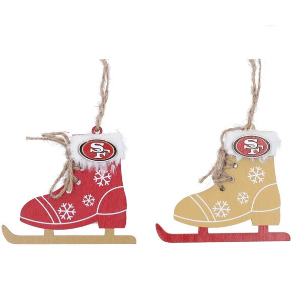 NFL San Francisco 49ers Ice Skate Ornament Set – 2-Pack Christmas Tree Decor NWT - Picture 2 of 8